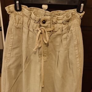 Womens Free People Paperbag Waist Utility Barrel Leg Pants- XS Olive Green
